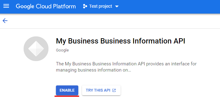 Enable Google business API